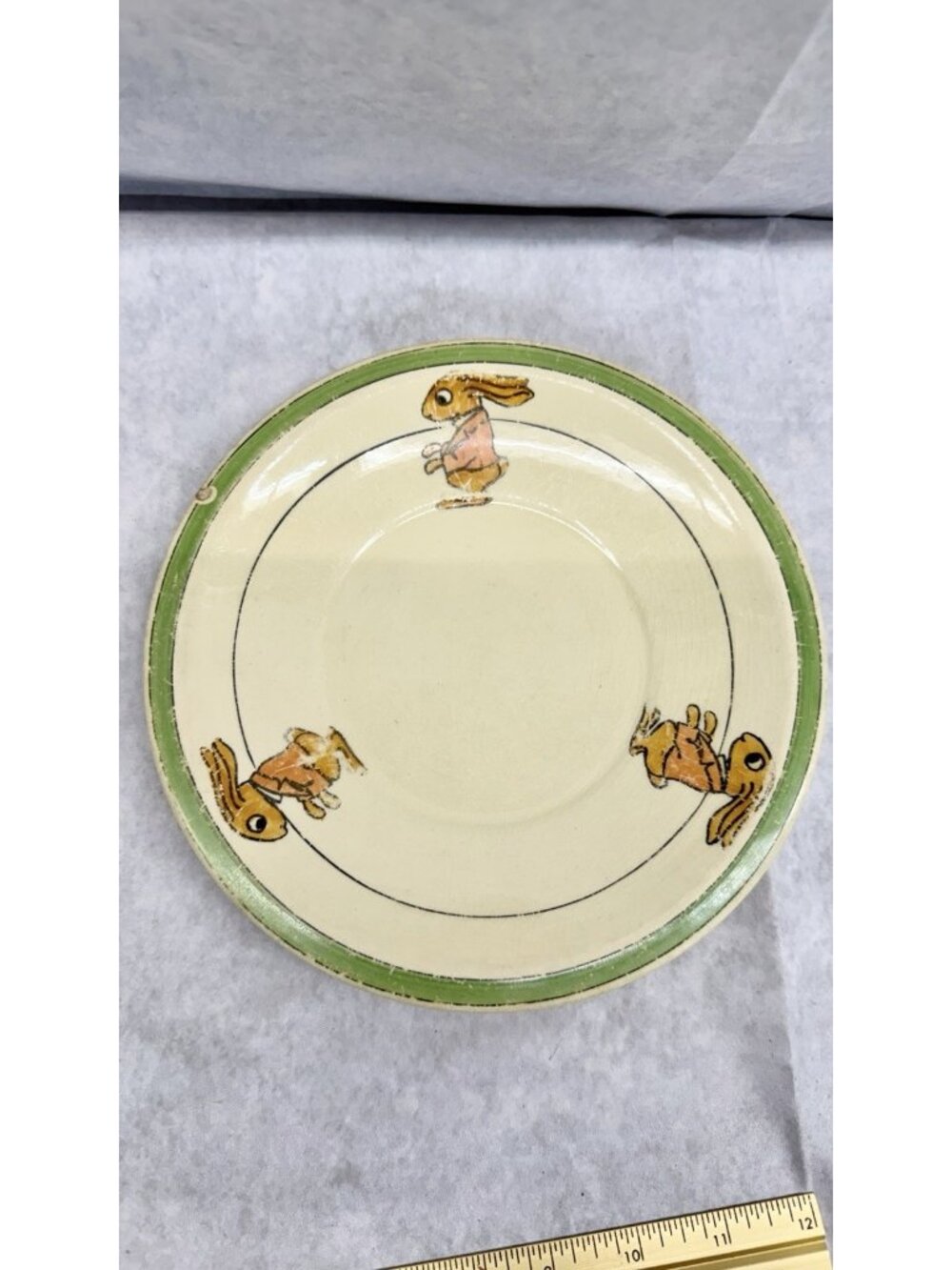 Roseville Pottery Juvenile Rabbit Childs Plate Antique Nursery Cottageware 1910